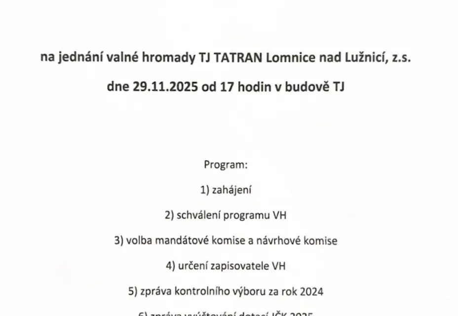 Pozvánka na valnou hromadu